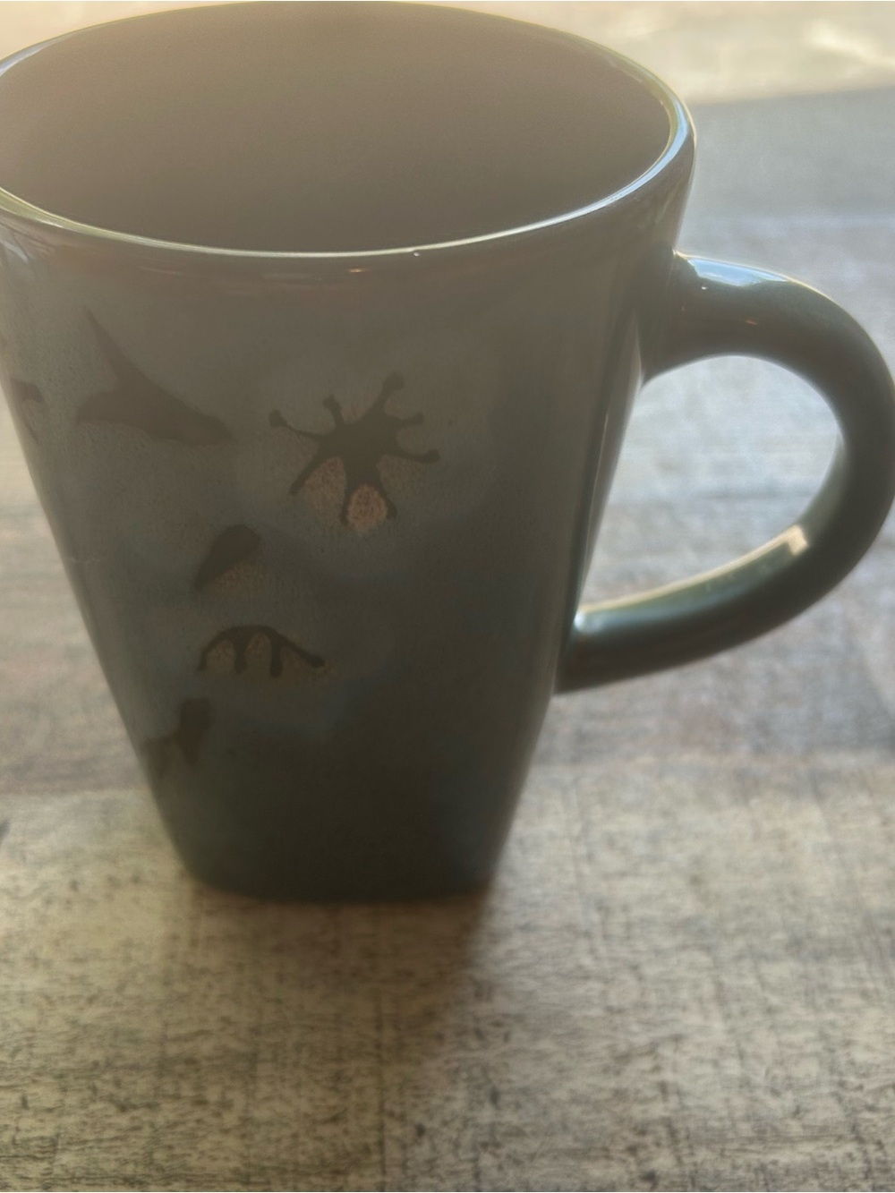 Pier 1 Grey Ceramic Mug with Subtle Gold Accents